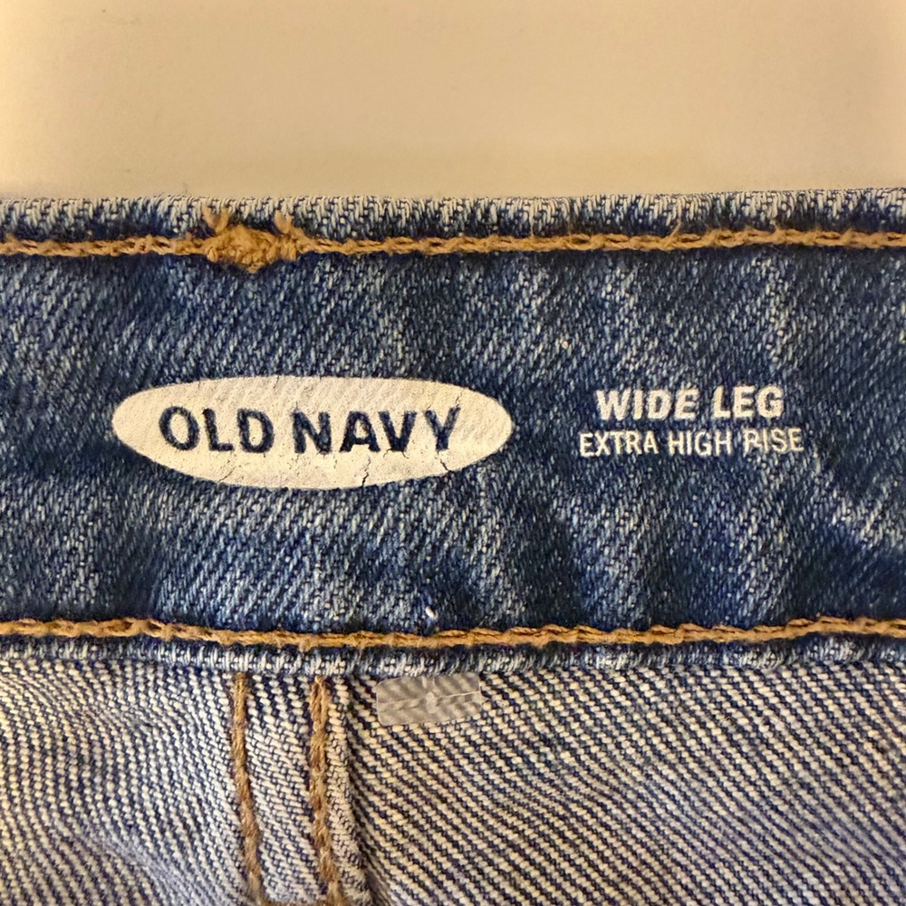 Old Navy Extra High Rise Wide Leg Jeans Medium Wash Blue Denim Womens 14 - Picture 3 of 6